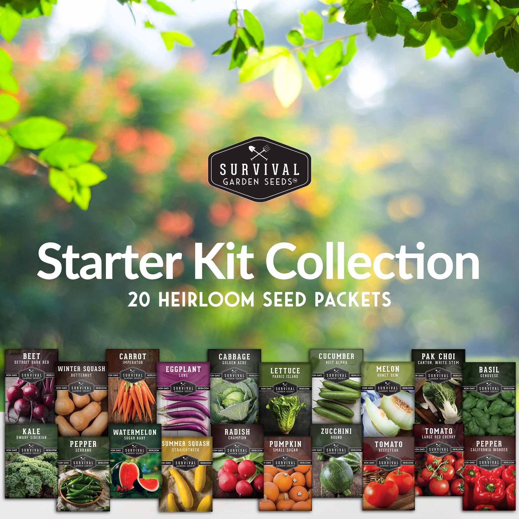 SEEDセット 20 Vegetable Starter Heirloom Seeds – SurvivalGardenSeeds