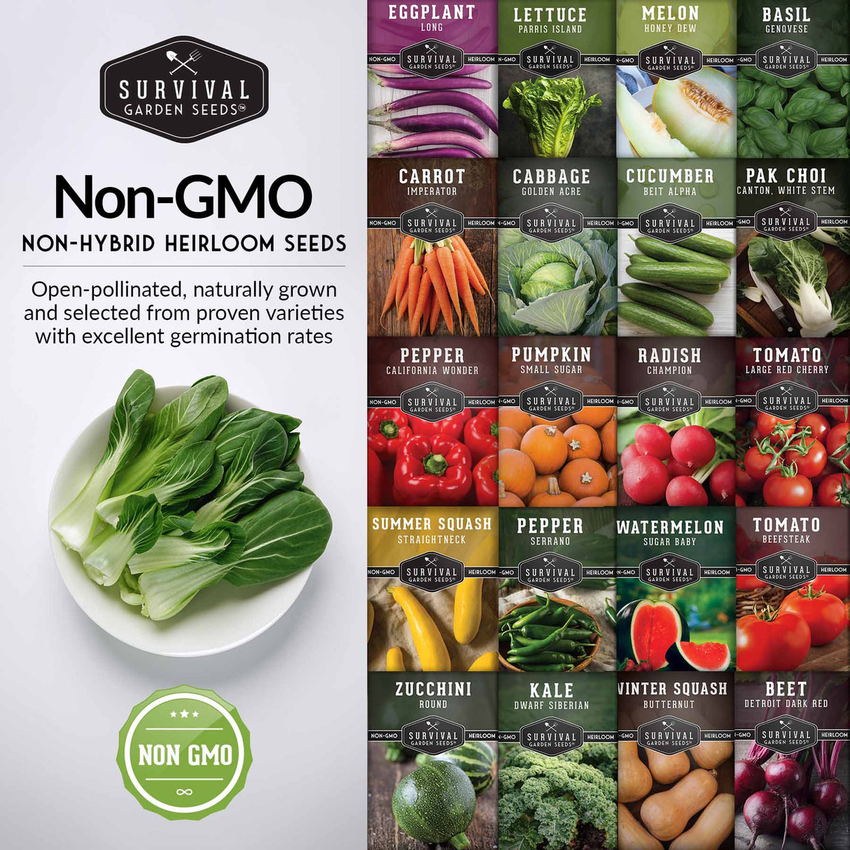 NonGMO, non-hybrid, heirloom seeds
