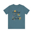 The Garden is Calling so I Must Grow Unisex Tee - front - Heather Deep Teal