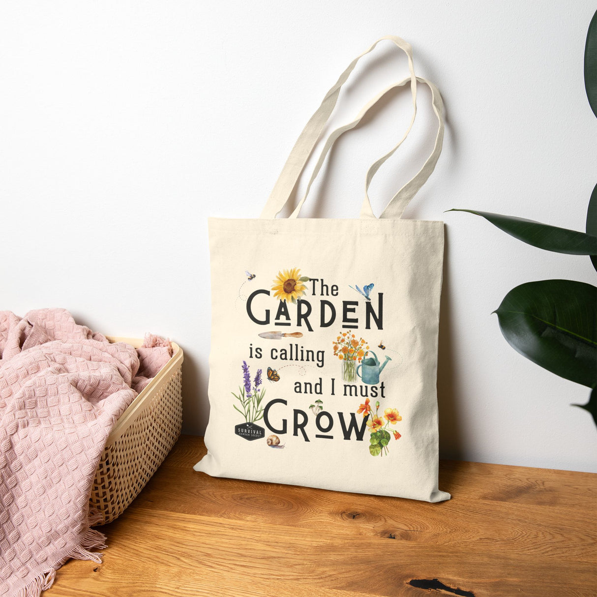 The Garden is Calling and I must Grow Cotton Canvas Tote Lifestyle image