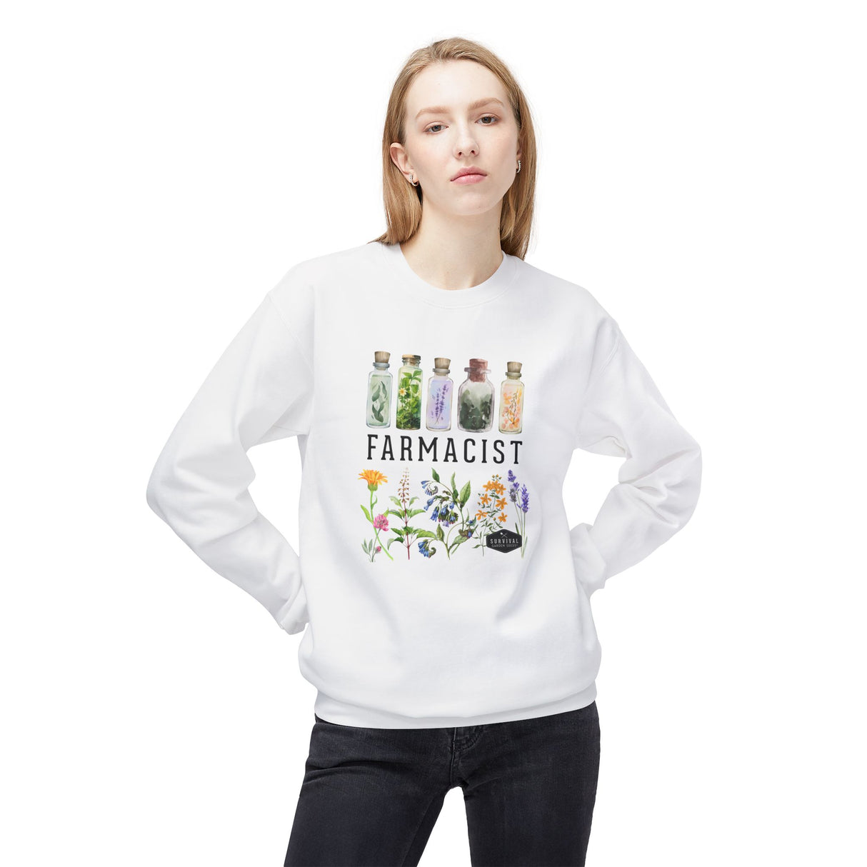 Unisex Sweatshirt - Farmacist - on model - White