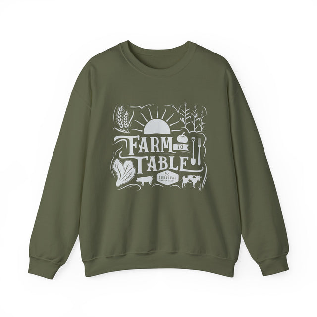 Unisex Sweatshirt - Farm to Table - Front - Military Green