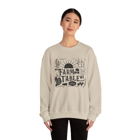Unisex Sweatshirt - Farm to Table - on model - Sand