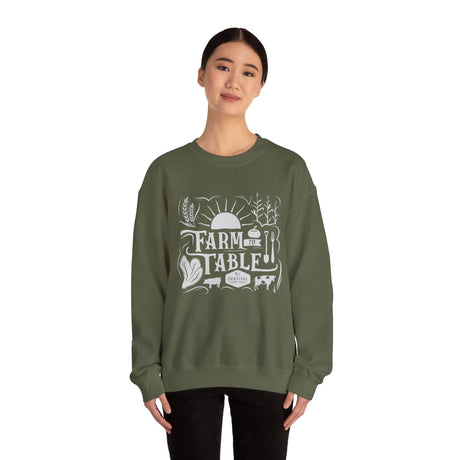 Unisex Sweatshirt - Farm to Table - on model - Military Green