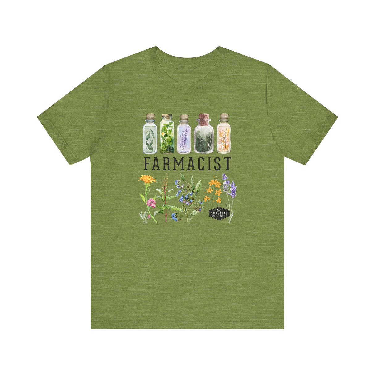 Unisex Cotton Tee - Farmacist - front - Heather Green