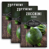 3 Packets of Round Zucchini seeds