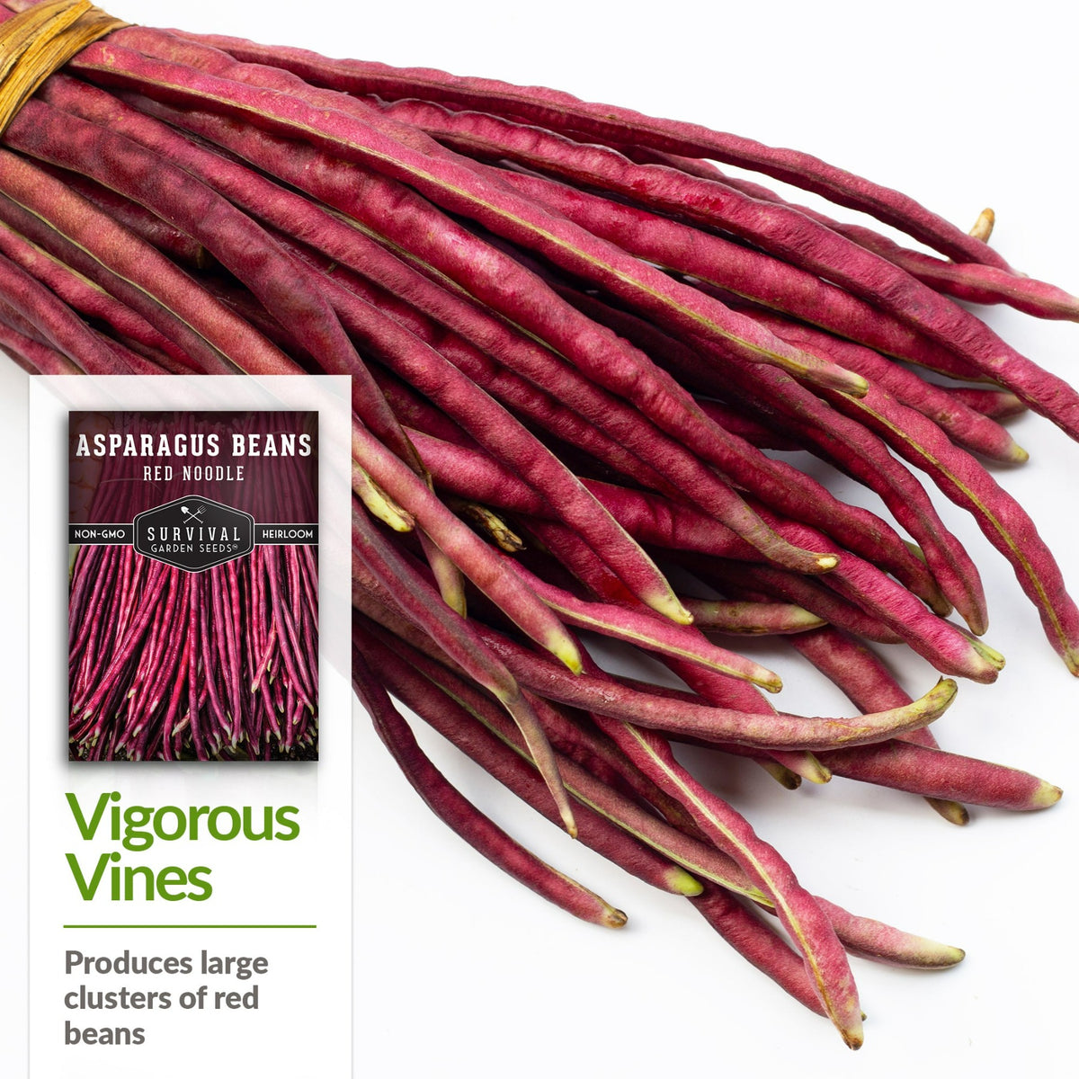 Red Noodle Asparagus Beans produce large clusters of red beans