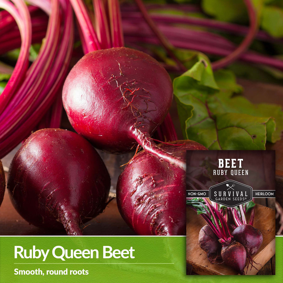 Ruby Queen Beets have smooth round roots