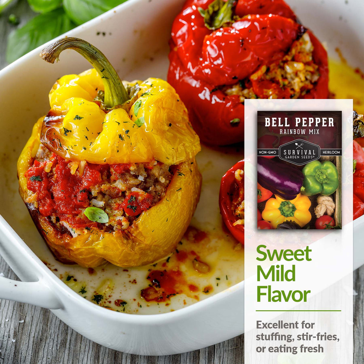 Bell peppers with a sweet mild flavor
