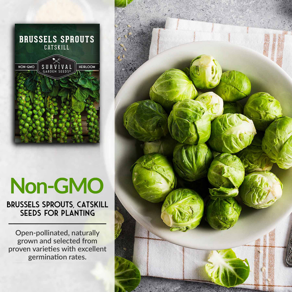Non-GMO brussels sprouts seeds