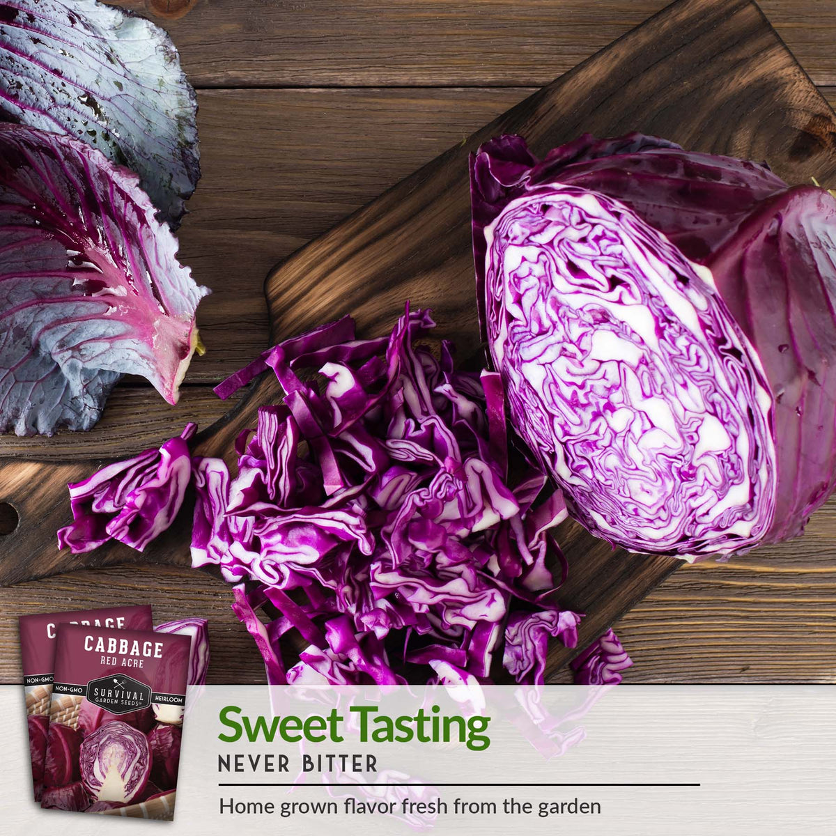 Red Acre Cabbage is sweet tasting never bitter