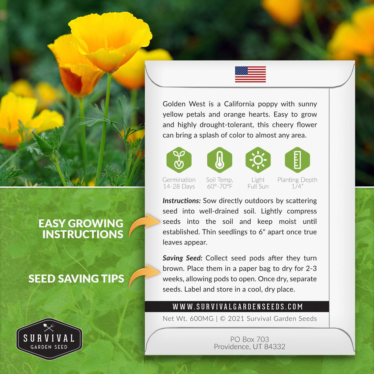 Golden West California Poppy seed planting instructions