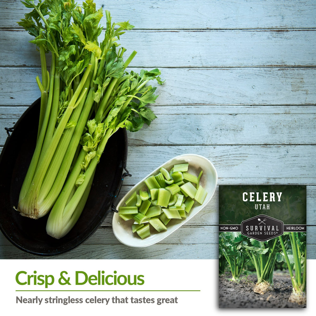 Utah celery is nearly stringless, crisp and delicious