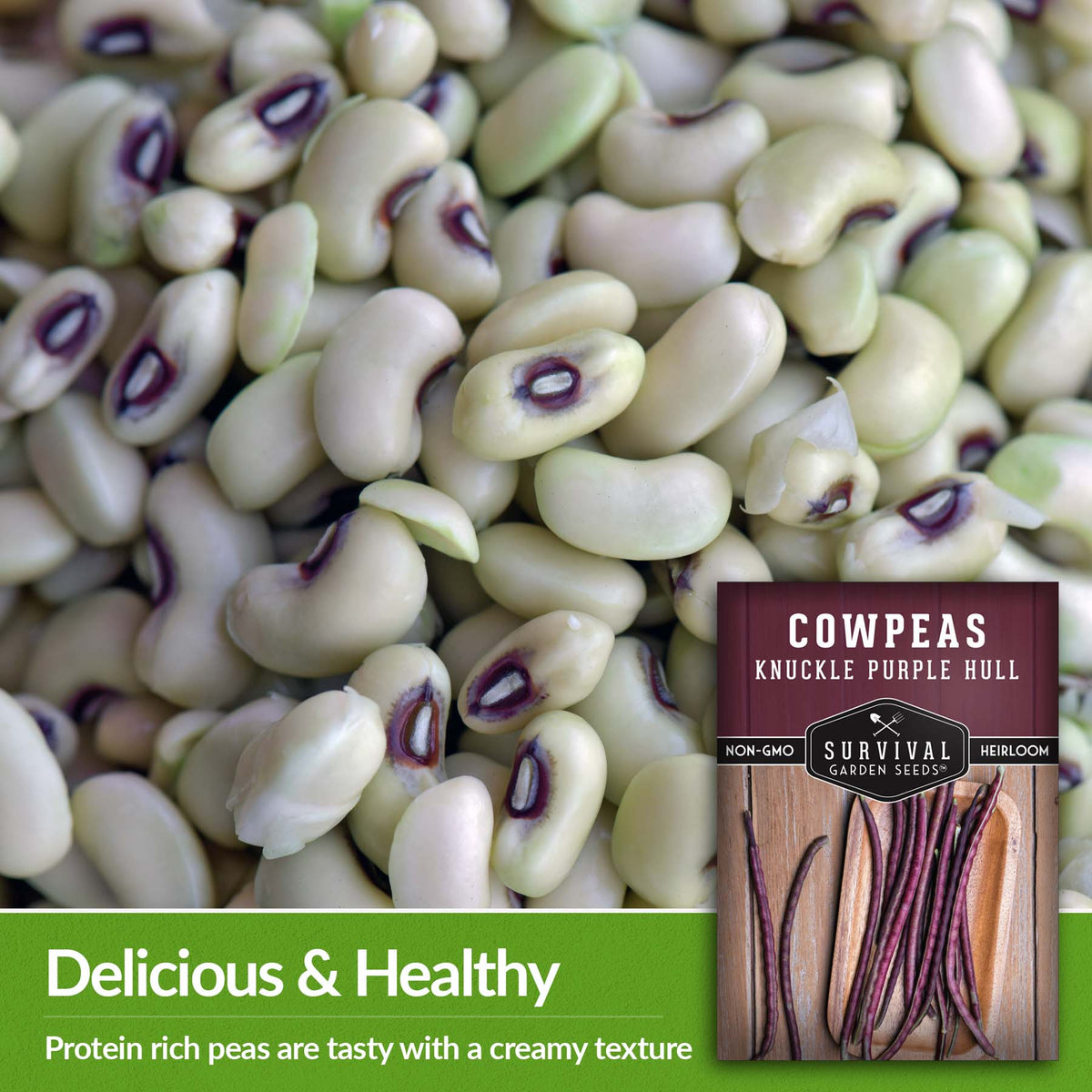 Knuckle Purple Hull Cowpeas are protein rich with a creamy texture