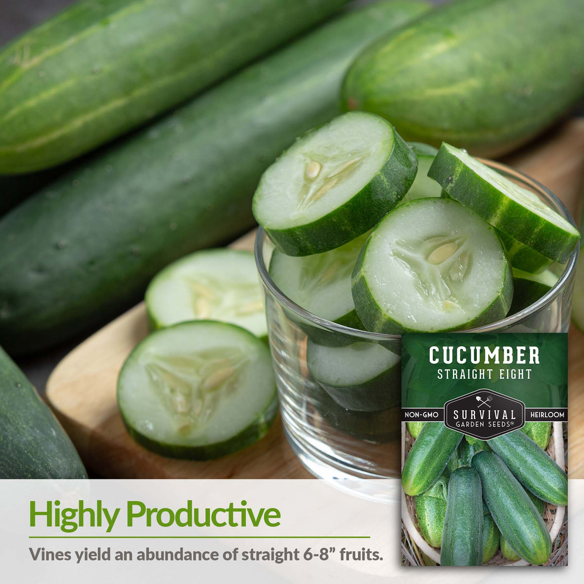 Straight Eight Cucumbers yield an abundance of straight 6-8 in. fruits