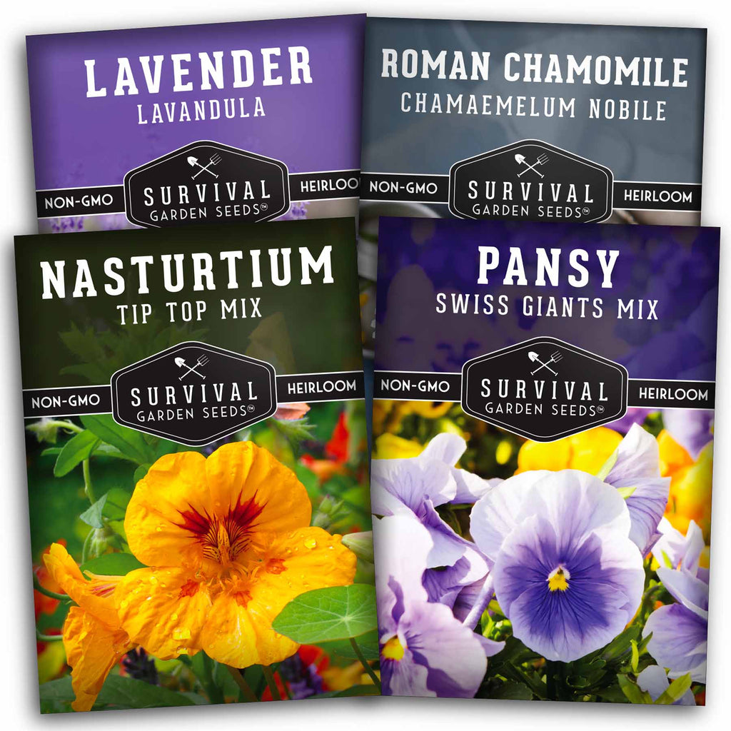 Edible Flowers Collection - Lavender, Roman Chamomile, Nasturtium, Pansy