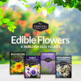 four edible flower varieties seed packets