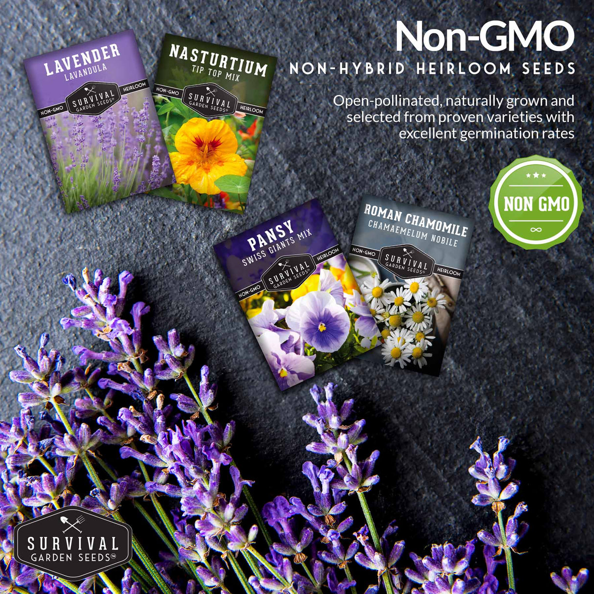 non-gmo, heirloom flower seed packets