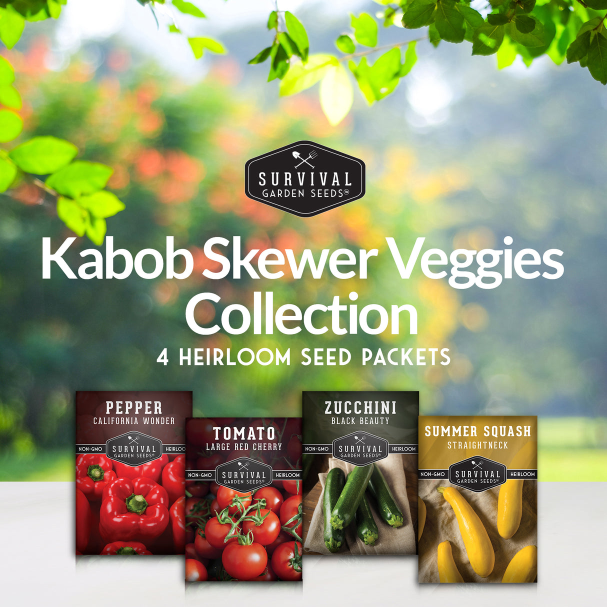 Kabob Skewer Vegetables Collection - Cherry Tomato, Zucchini, Squash, California Wonder Pepper