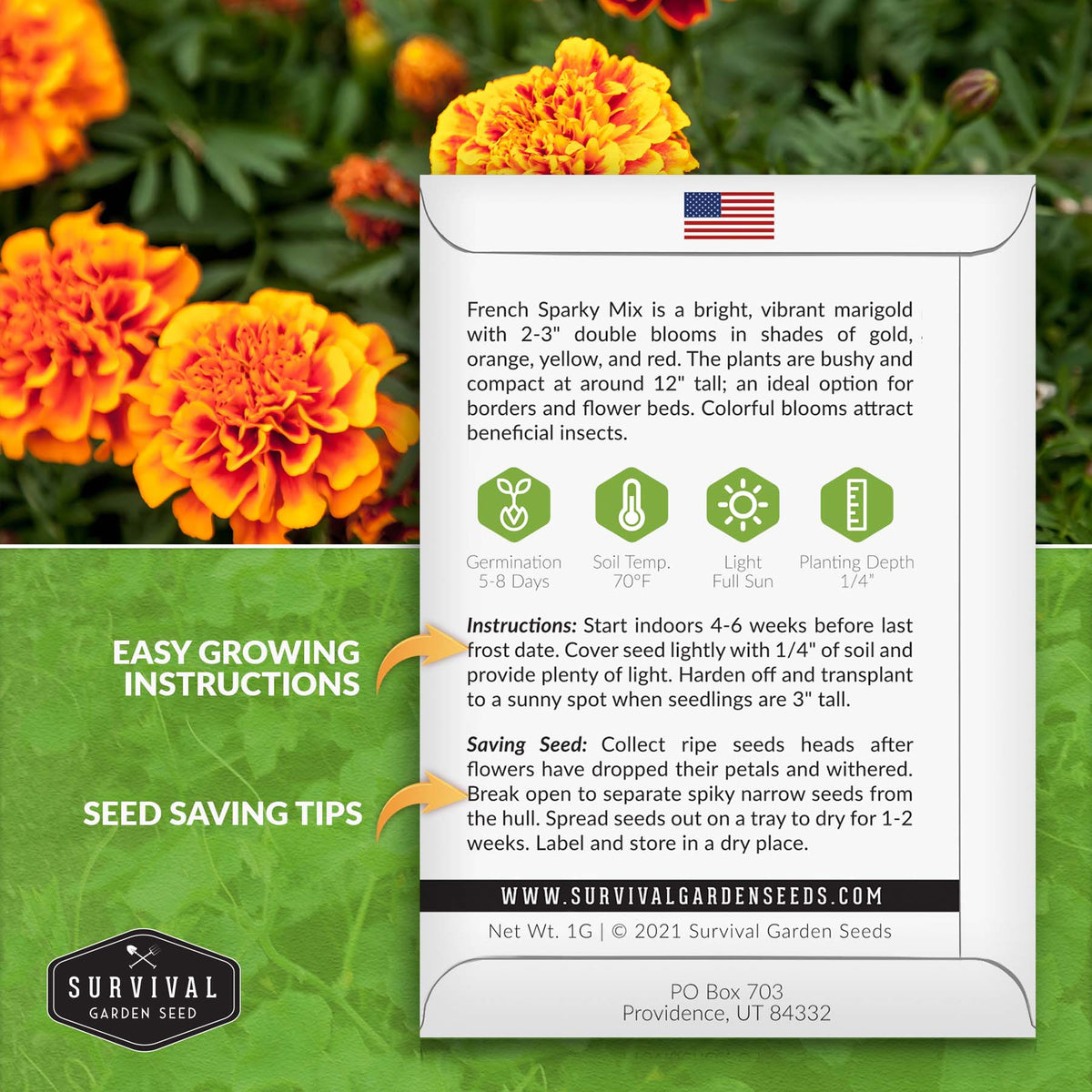 French Sparky Mix Marigold seed planting instructions