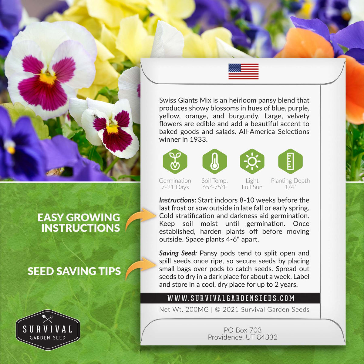 Swiss Giants Pansy Mix planting instructions
