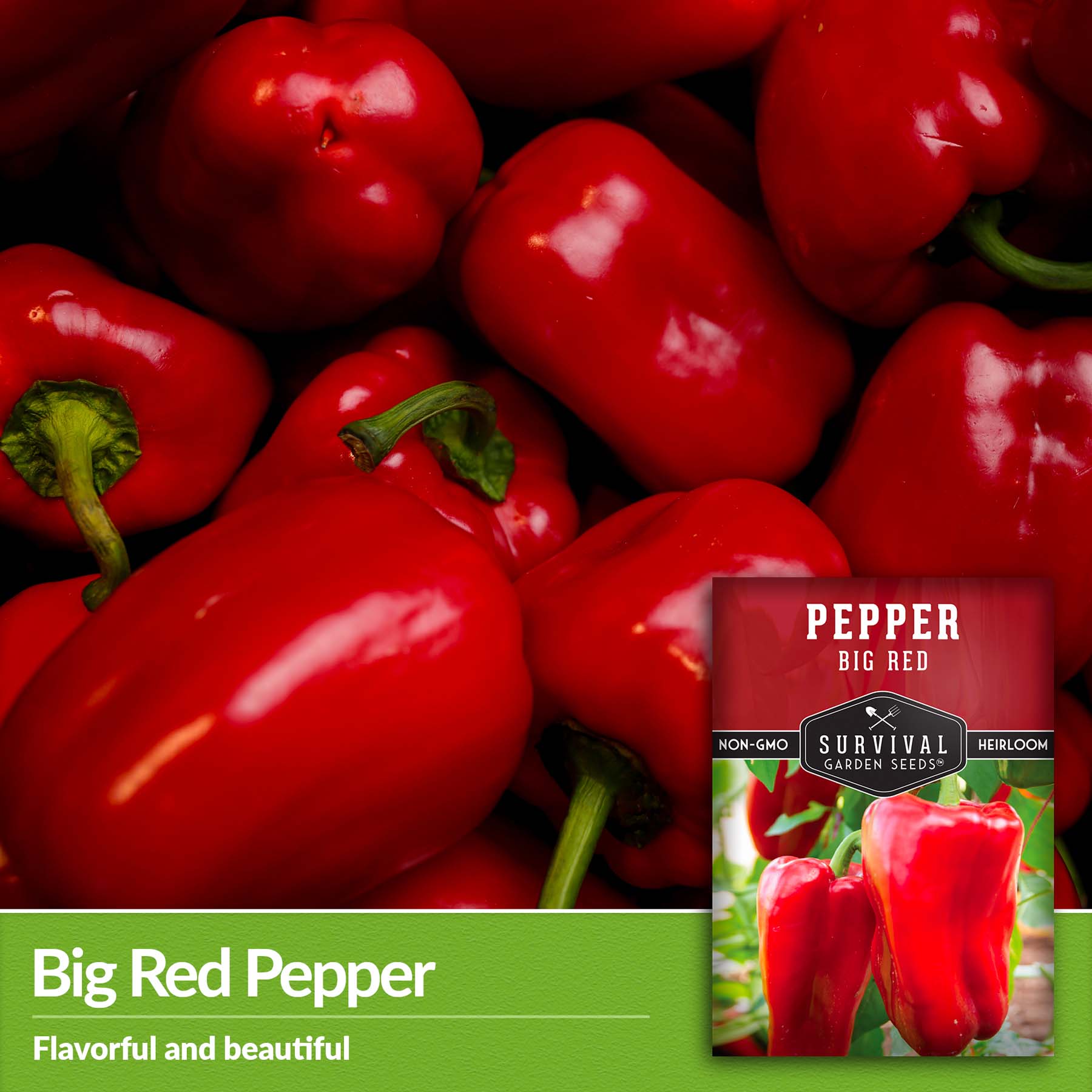 Big Red Sweet Pepper Seeds – Heirloom, Non-GMO, Easy To Grow – Fresh Garden Seeds