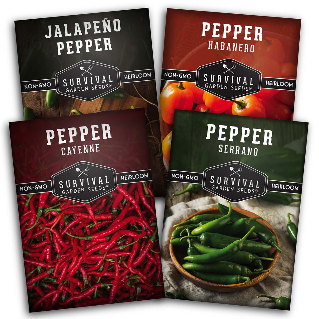 Hot Pepper Collection Seed Vault - Habanero, Cayenne, Jalapeño, Serrano