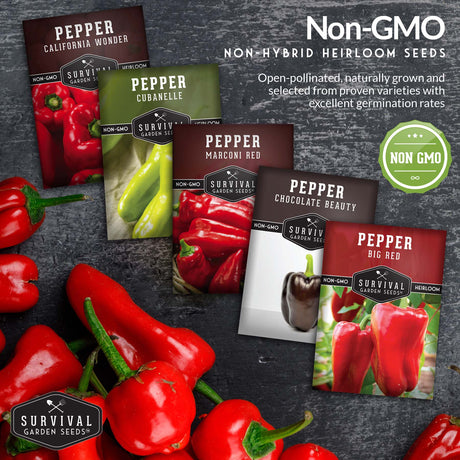 non-GMO heirloom sweet pepper seed packets