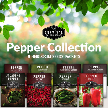 8 Heirloom Pepper seed packets