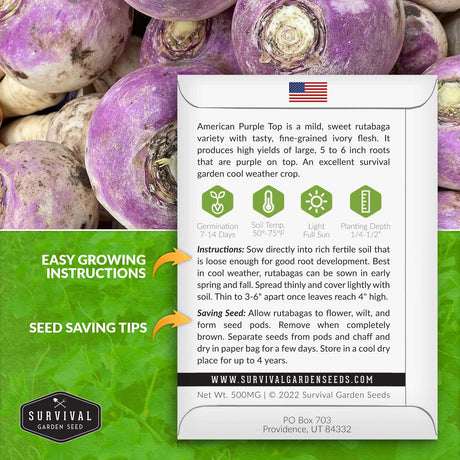 American Purple Top Rutabaga seed planting instructions