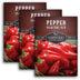 3 Packets of Marconi Red Pepper Seeds