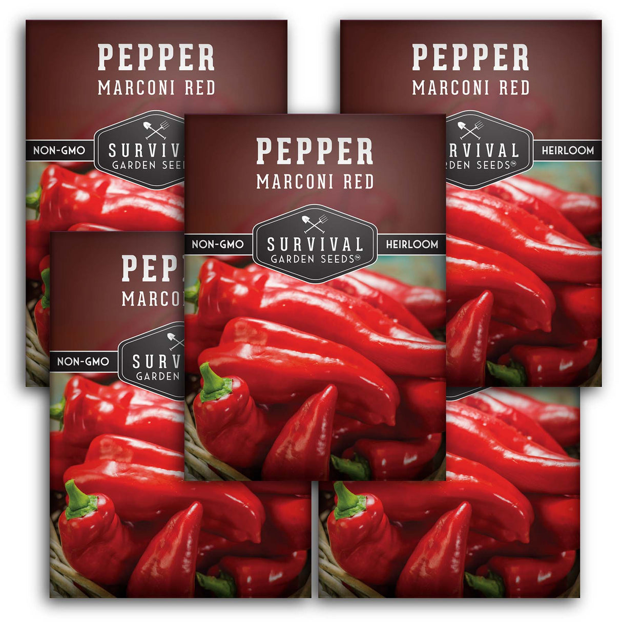 5 Packets of Marconi Red Pepper Seeds