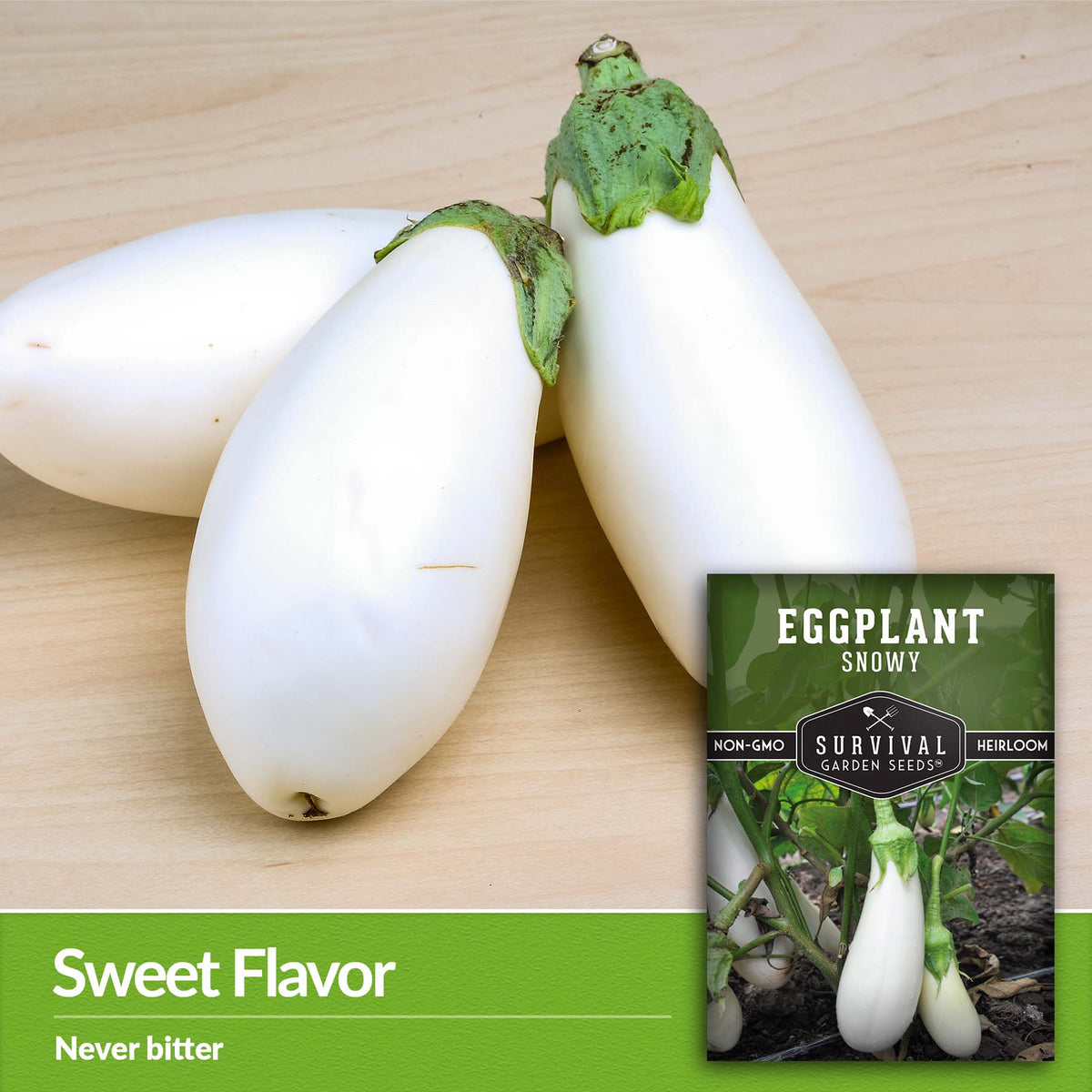 Snowy eggplants are sweet with no bitter flavor