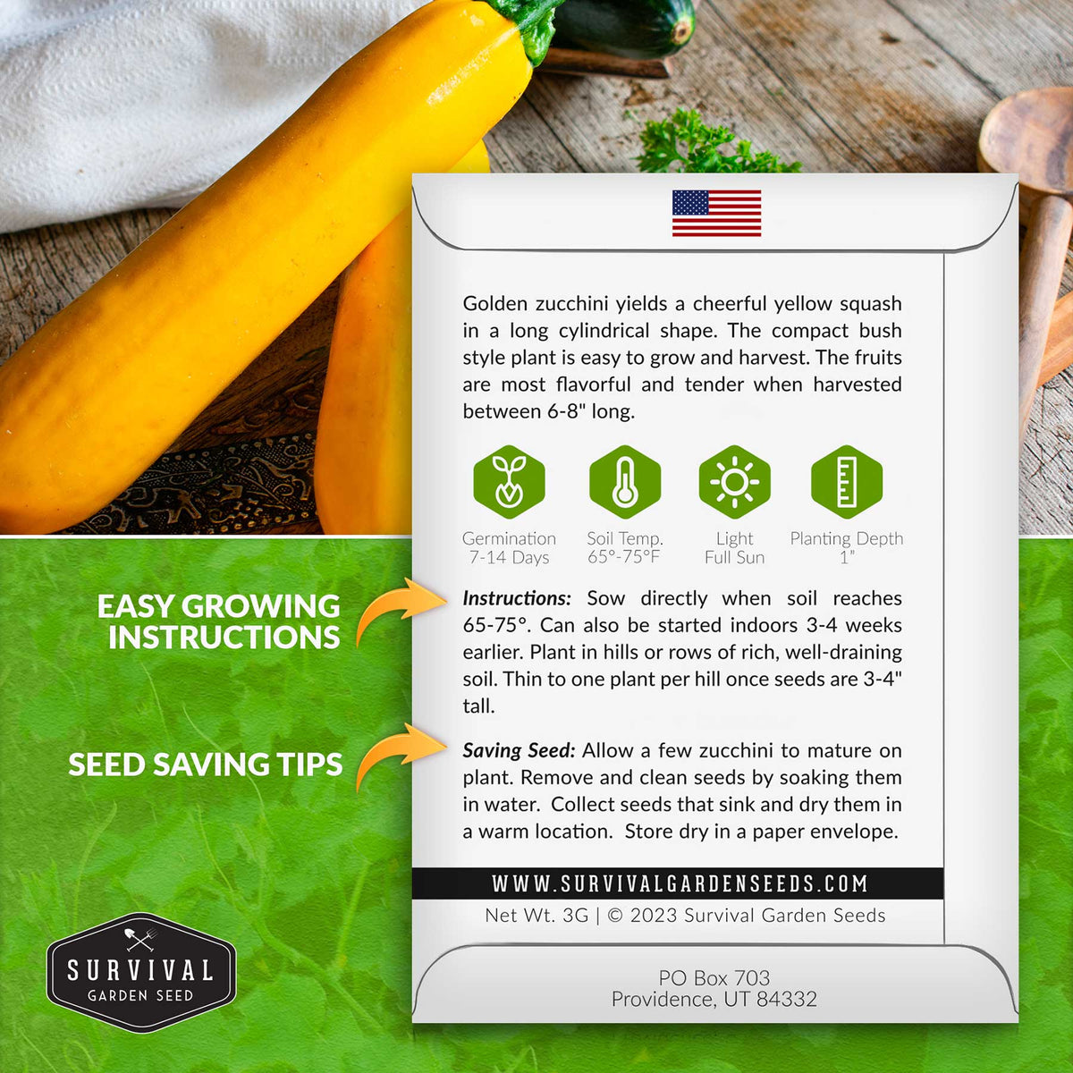 Golden zucchini seed planting instructions